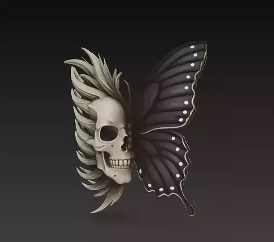 Butterfly Skull Fusion - Stylized Fantasy 3D Model for Print 3D print model