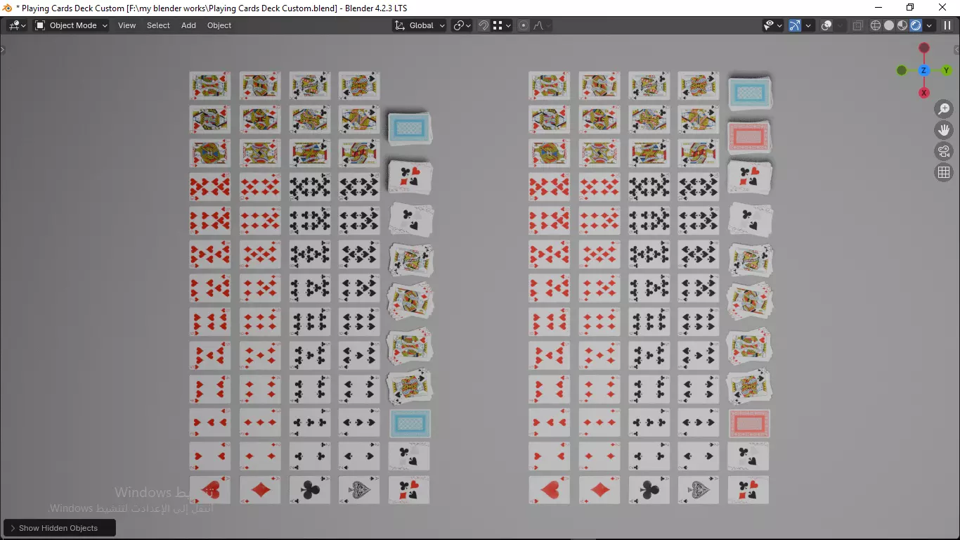 Playing cards 2 poker cards set full decks high detailed CUSTOM 3D model_13