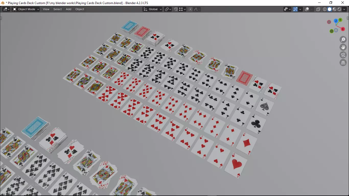 Playing cards 2 poker cards set full decks high detailed CUSTOM 3D model_20