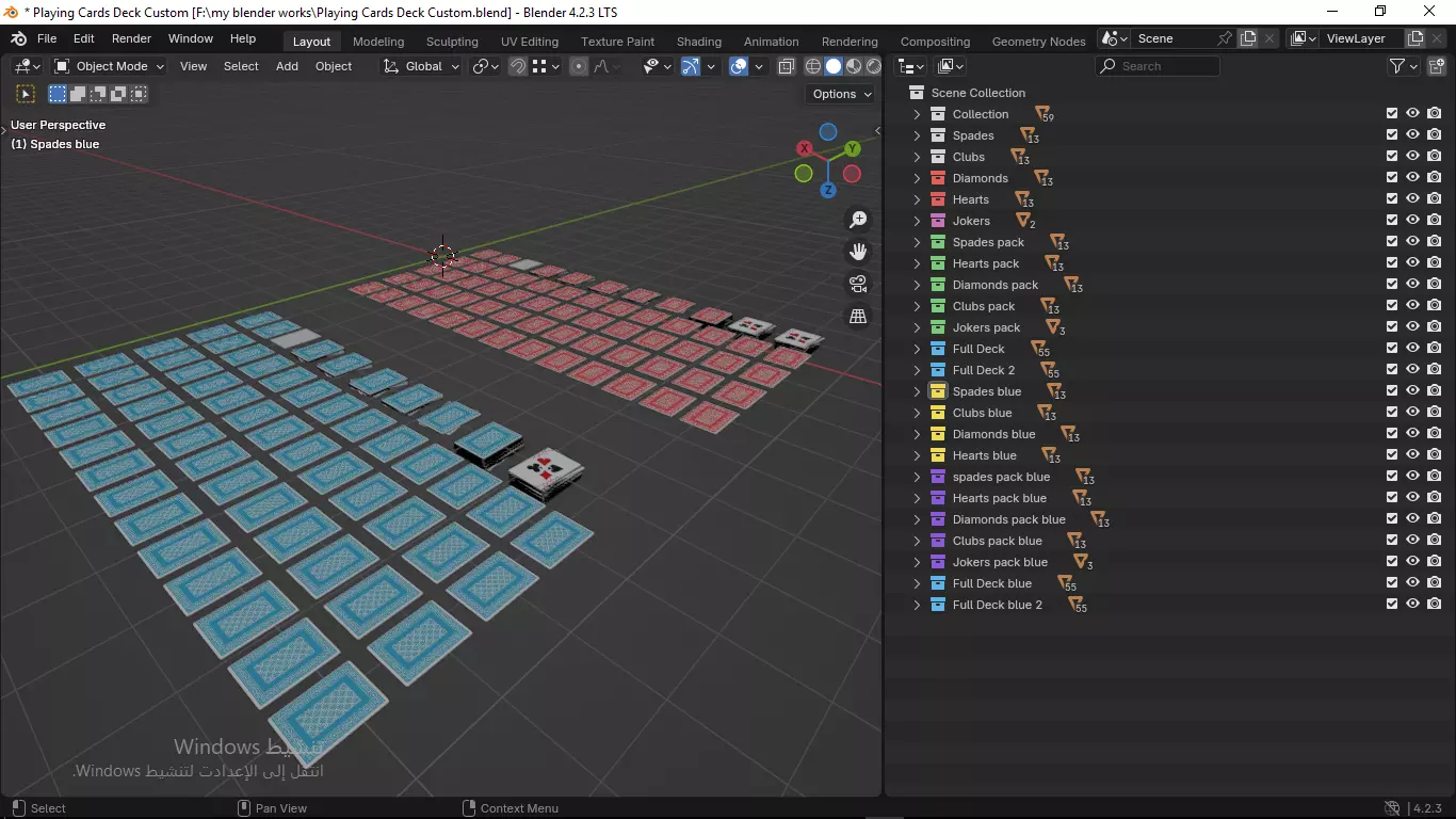 Playing cards 2 poker cards set full decks high detailed CUSTOM 3D model_37