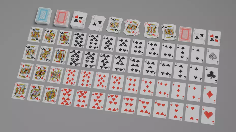 Playing cards 2 poker cards set full decks high detailed CUSTOM 3D model_2