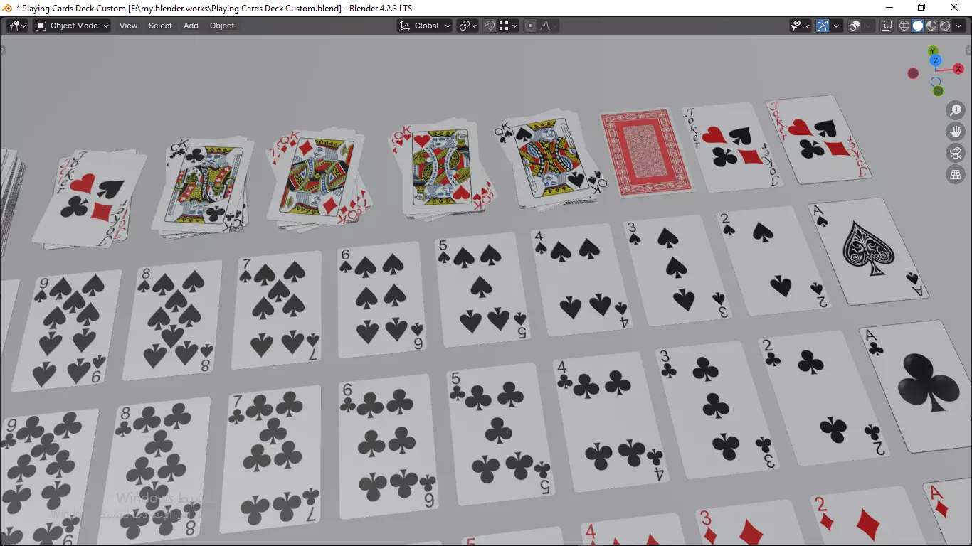 Playing cards 2 poker cards set full decks high detailed CUSTOM 3D model_27