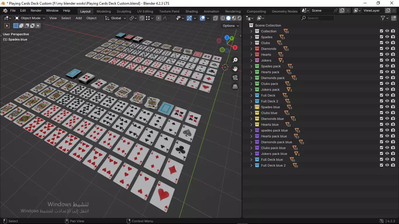 Playing cards 2 poker cards set full decks high detailed CUSTOM 3D model_36