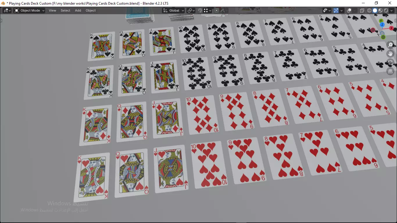 Playing cards 2 poker cards set full decks high detailed CUSTOM 3D model_25