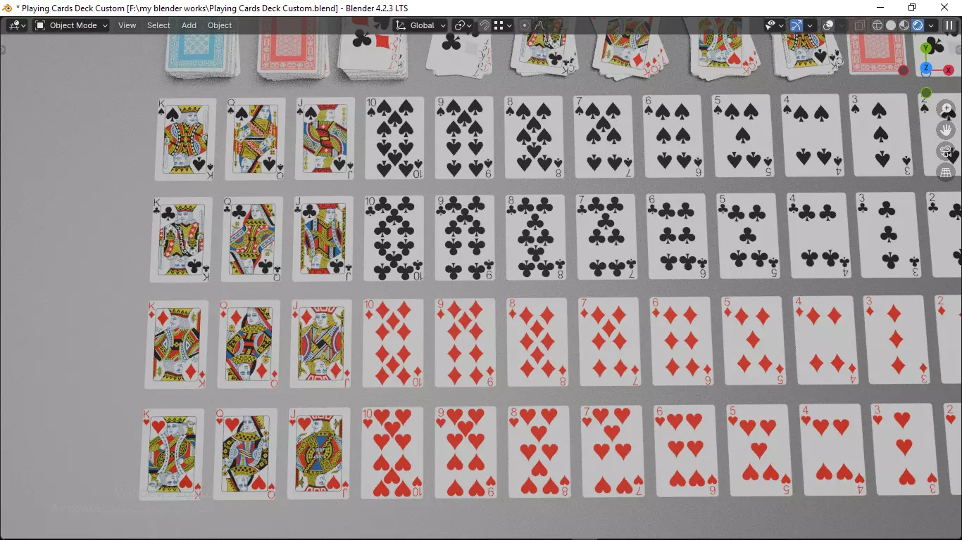 Playing cards 2 poker cards set full decks high detailed CUSTOM 3D model_19