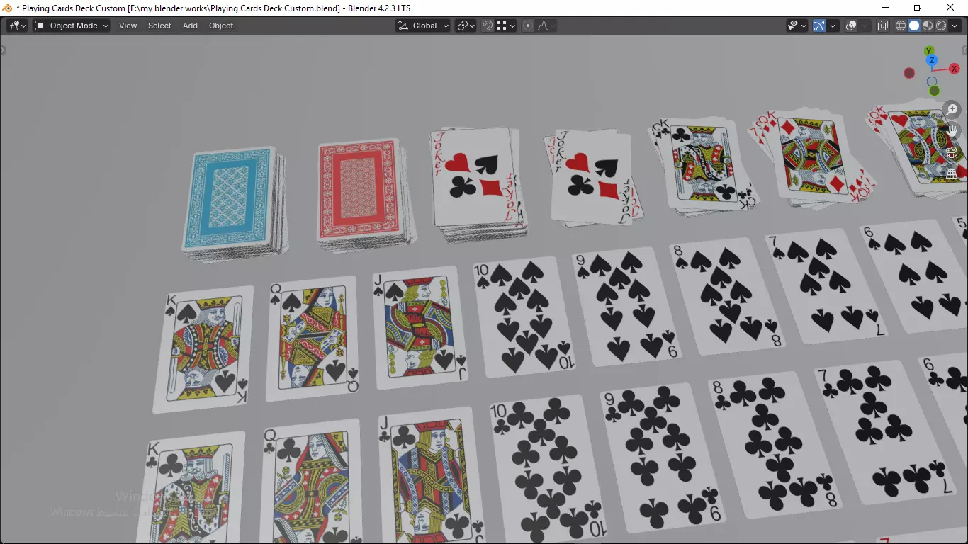 Playing cards 2 poker cards set full decks high detailed CUSTOM 3D model_26