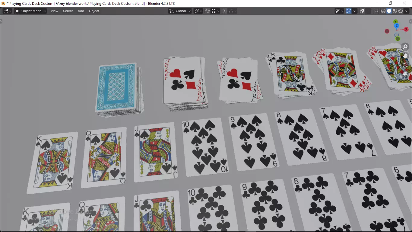 Playing cards 2 poker cards set full decks high detailed CUSTOM 3D model_22