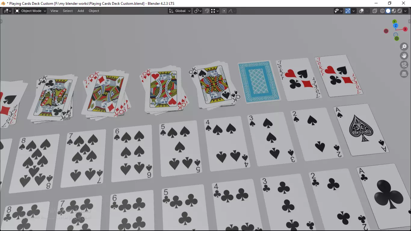 Playing cards 2 poker cards set full decks high detailed CUSTOM 3D model_23