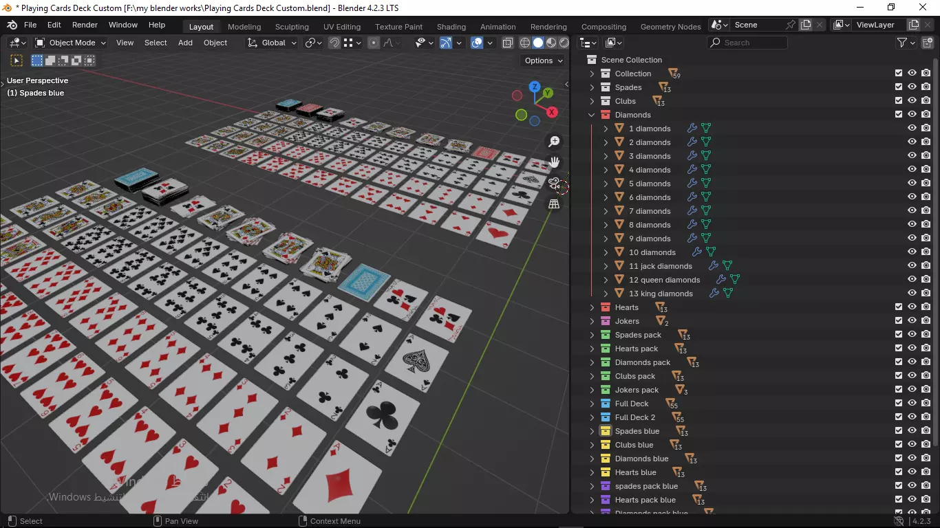Playing cards 2 poker cards set full decks high detailed CUSTOM 3D model_38