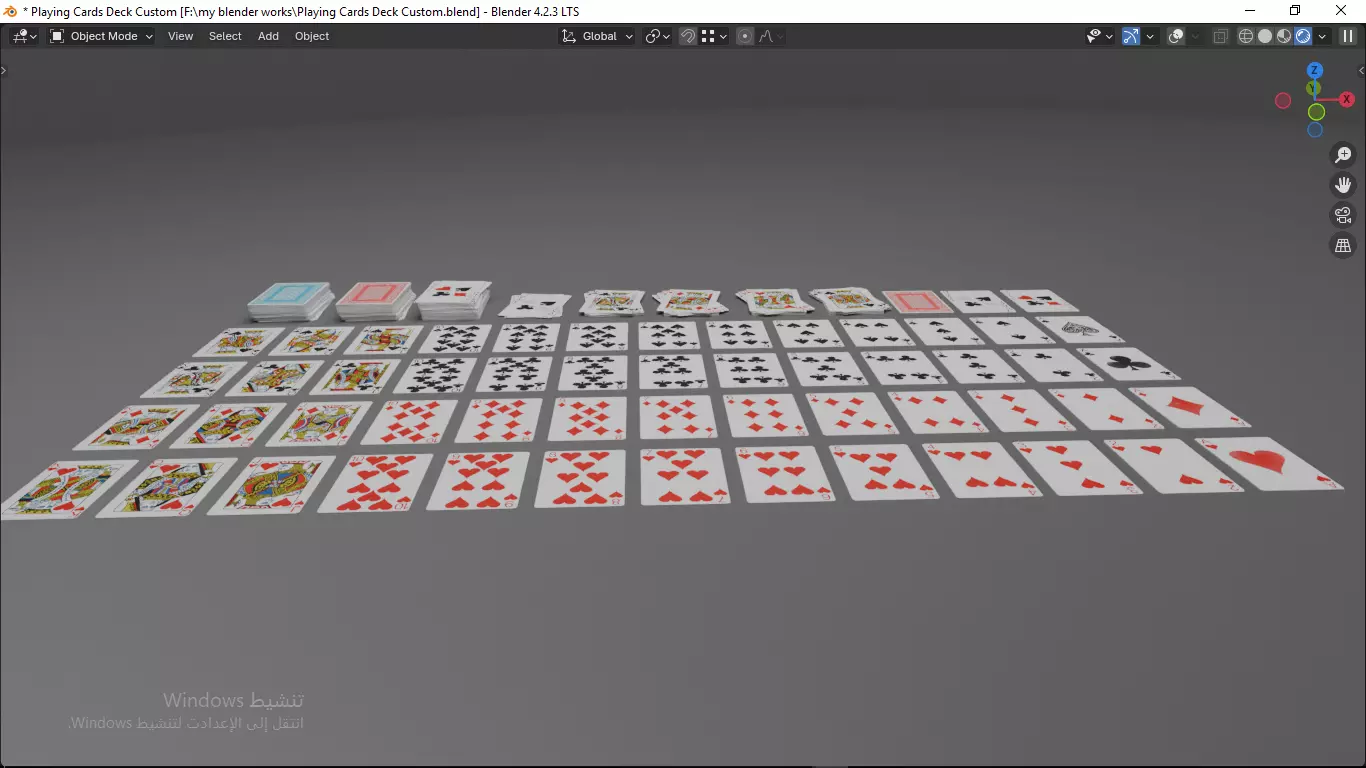 Playing cards 2 poker cards set full decks high detailed CUSTOM 3D model_3