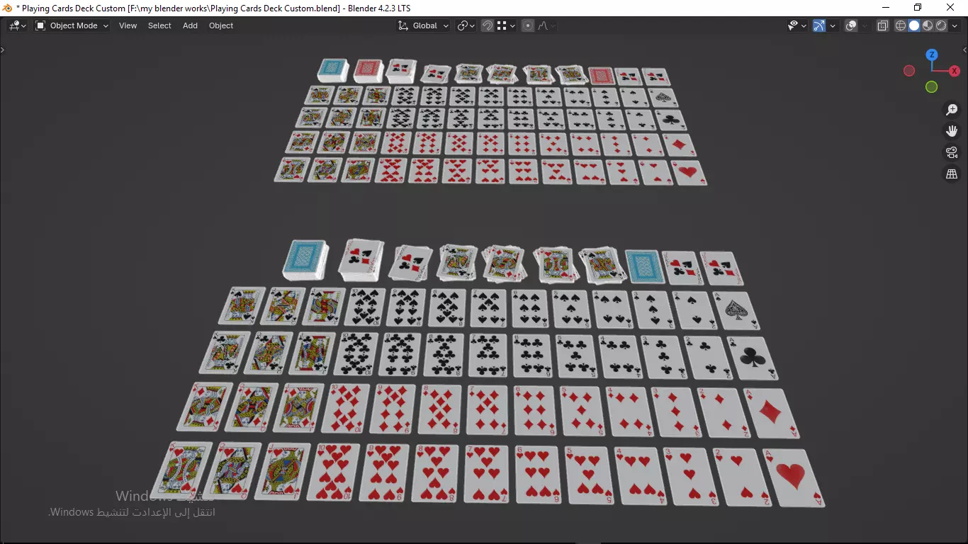 Playing cards 2 poker cards set full decks high detailed CUSTOM 3D model_35