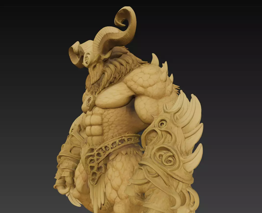 Mythical Minotaur Beast 3D Model -Fantasy Monster Sculpture 3D print model_4