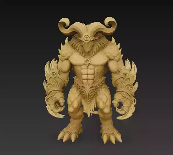 Mythical Minotaur Beast 3D Model -Fantasy Monster Sculpture 3D print model