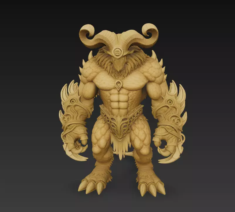 Mythical Minotaur Beast 3D Model -Fantasy Monster Sculpture 3D print model_0