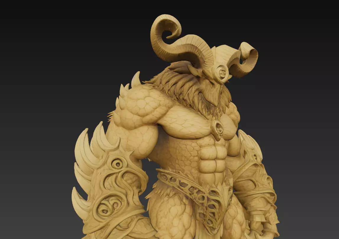 Mythical Minotaur Beast 3D Model -Fantasy Monster Sculpture 3D print model_6