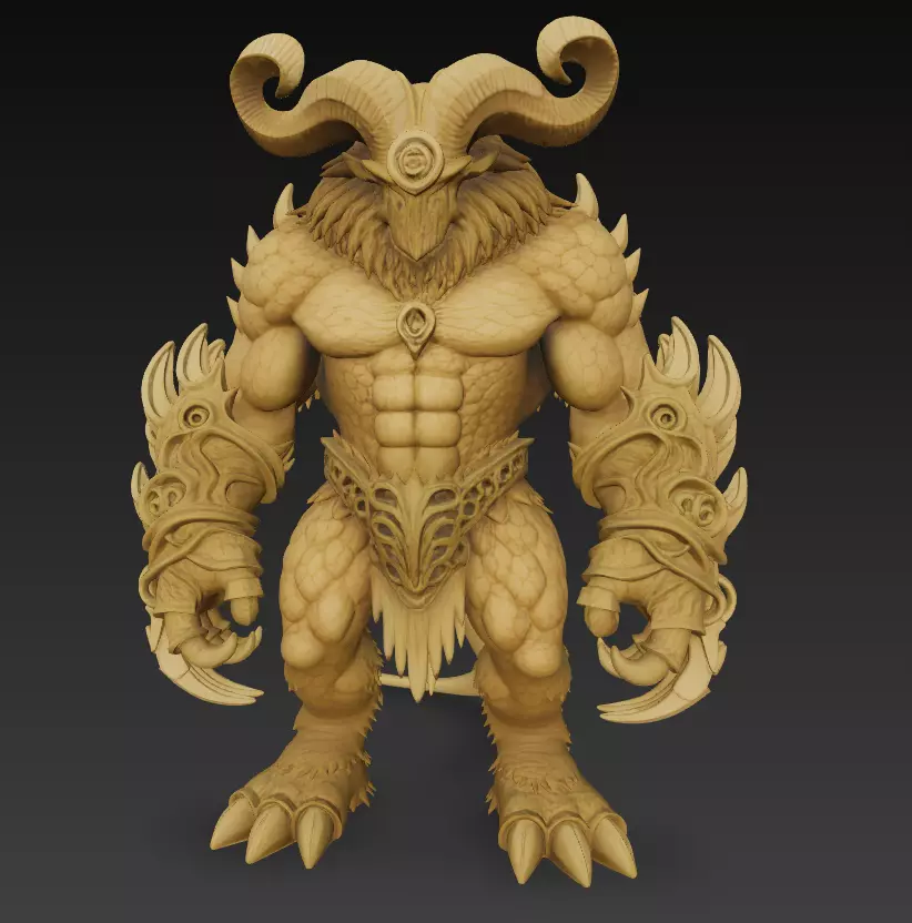 Mythical Minotaur Beast 3D Model -Fantasy Monster Sculpture 3D print model_7