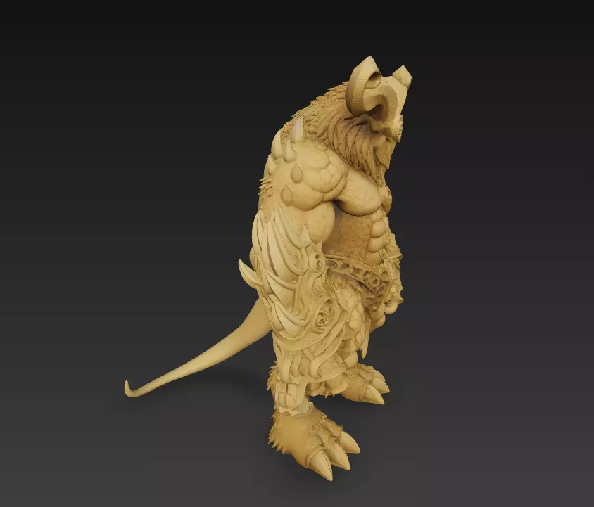 Mythical Minotaur Beast 3D Model -Fantasy Monster Sculpture 3D print model_3