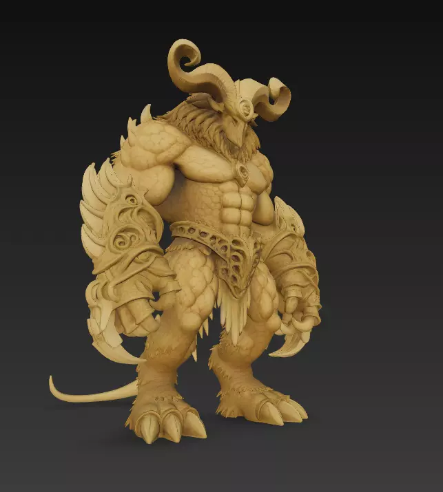Mythical Minotaur Beast 3D Model -Fantasy Monster Sculpture 3D print model_5