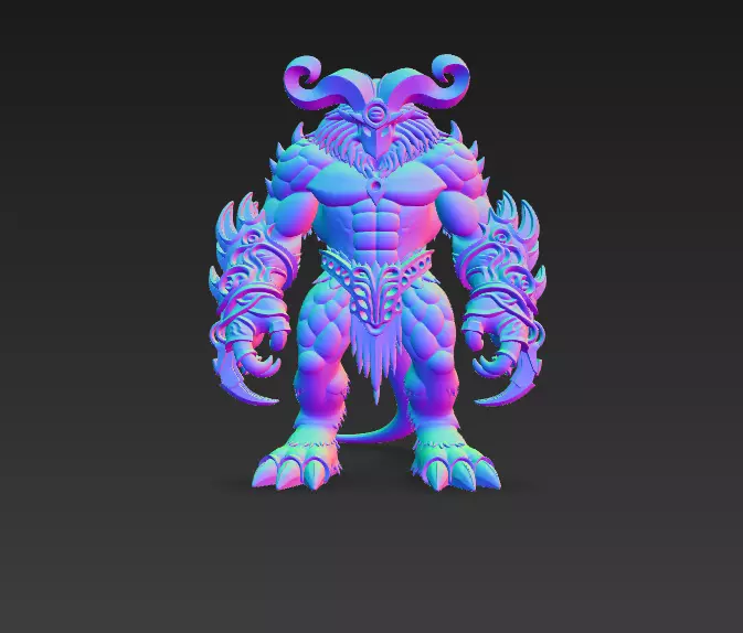 Mythical Minotaur Beast 3D Model -Fantasy Monster Sculpture 3D print model_8