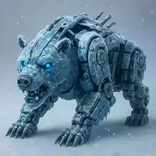 Mecha Ice Bear - Cybernetic Robotic Bear Creature 3D Model