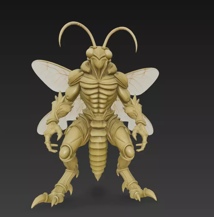 Fantasy Insect Warrior 3D Model - Stylized Bee - Hornet  3D print model_5