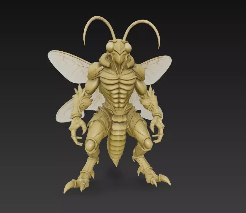 Fantasy Insect Warrior 3D Model - Stylized Bee - Hornet  3D print model_6