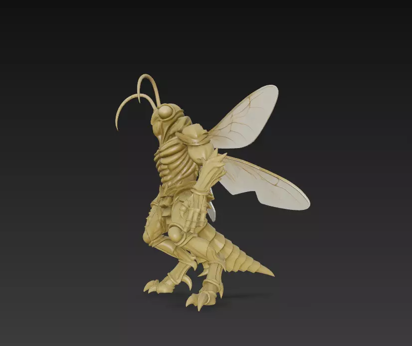 Fantasy Insect Warrior 3D Model - Stylized Bee - Hornet  3D print model_2
