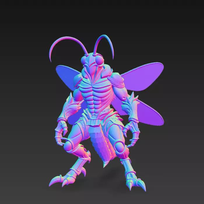 Fantasy Insect Warrior 3D Model - Stylized Bee - Hornet  3D print model_7