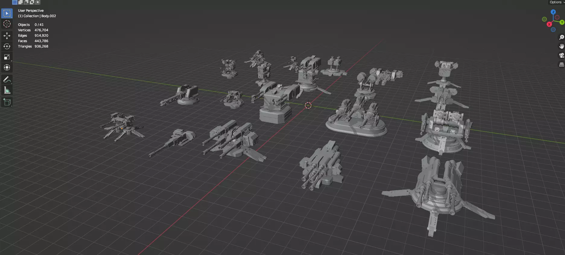 Turret and AA Gun Defense Pack - 3 - 20 Props - Untextured 3D model_55