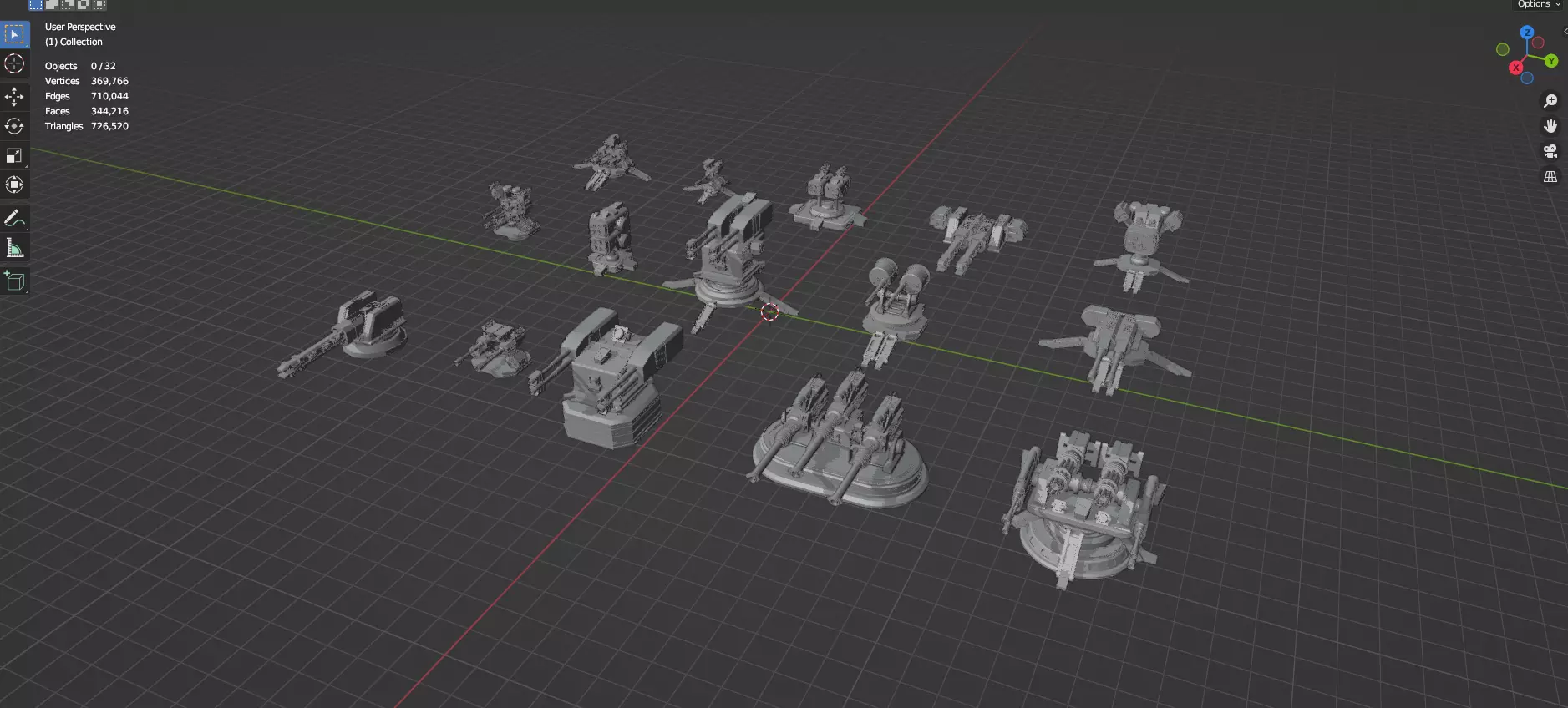Turret and AA Gun Defense Pack - 3 - 20 Props - Untextured 3D model_65