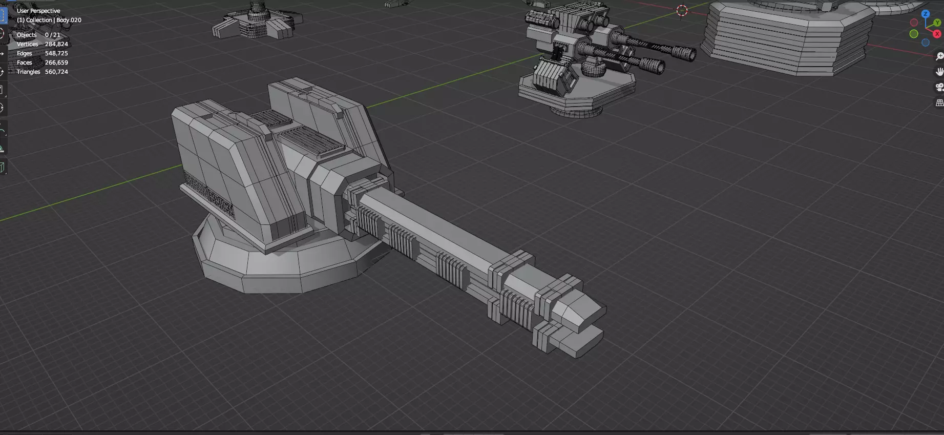 Turret and AA Gun Defense Pack - 3 - 20 Props - Untextured 3D model_33