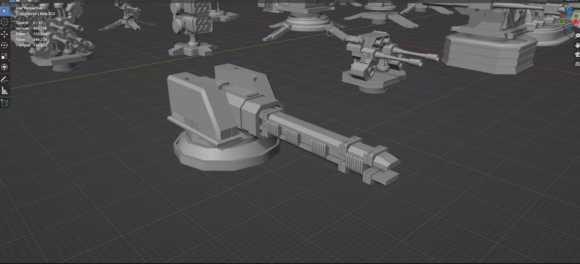 Turret and AA Gun Defense Pack - 3 - 20 Props - Untextured 3D model_67