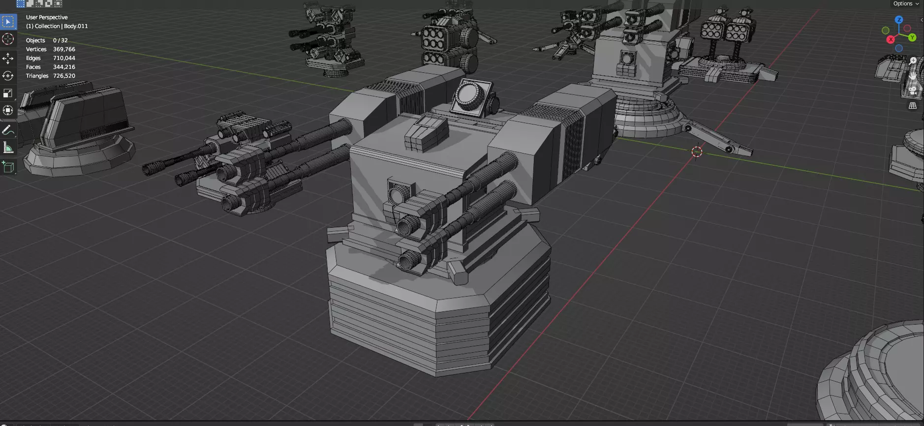 Turret and AA Gun Defense Pack - 3 - 20 Props - Untextured 3D model_24