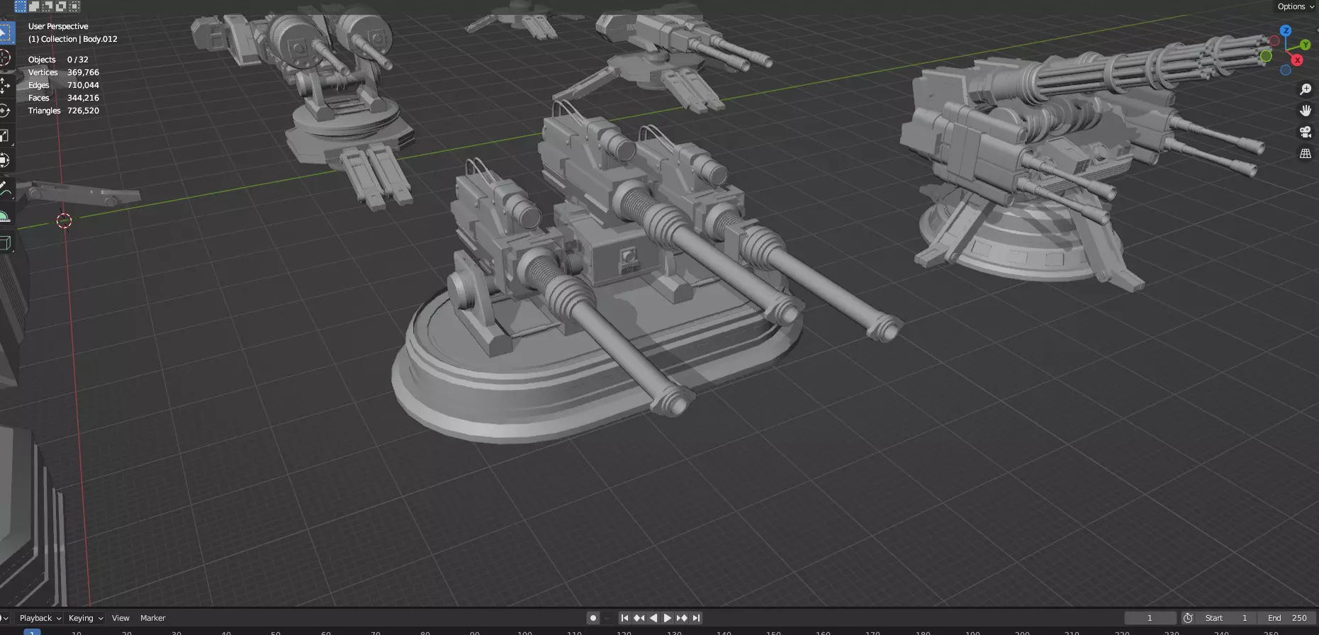 Turret and AA Gun Defense Pack - 3 - 20 Props - Untextured 3D model_75