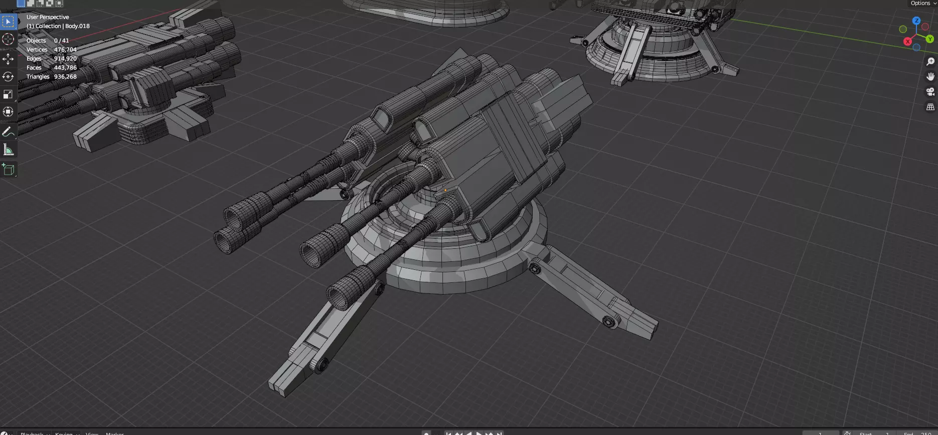 Turret and AA Gun Defense Pack - 3 - 20 Props - Untextured 3D model_34
