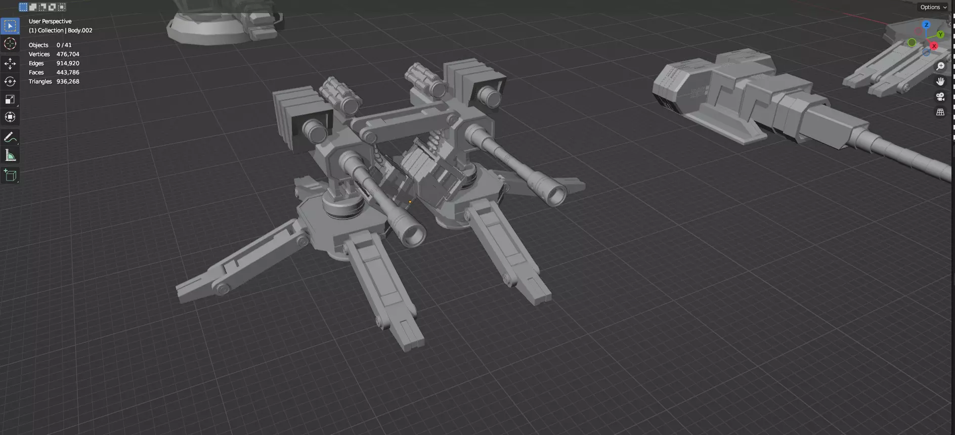 Turret and AA Gun Defense Pack - 3 - 20 Props - Untextured 3D model_69