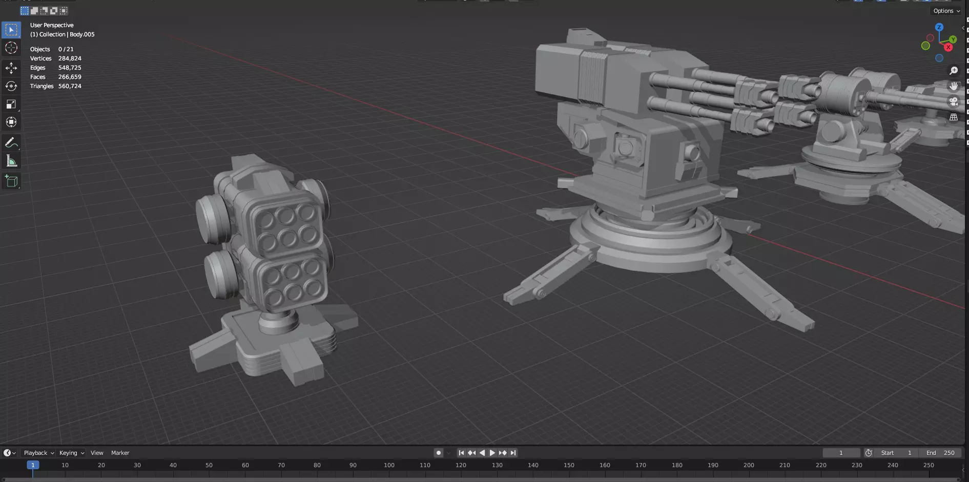 Turret and AA Gun Defense Pack - 3 - 20 Props - Untextured 3D model_58