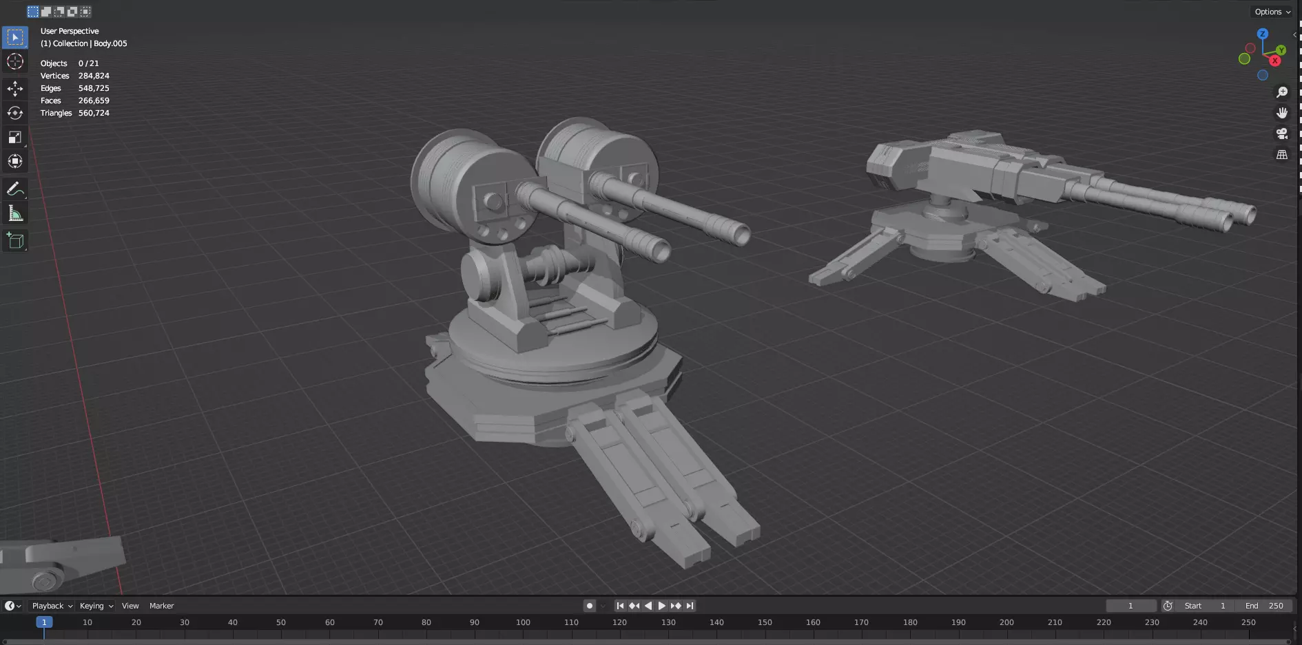 Turret and AA Gun Defense Pack - 3 - 20 Props - Untextured 3D model_60