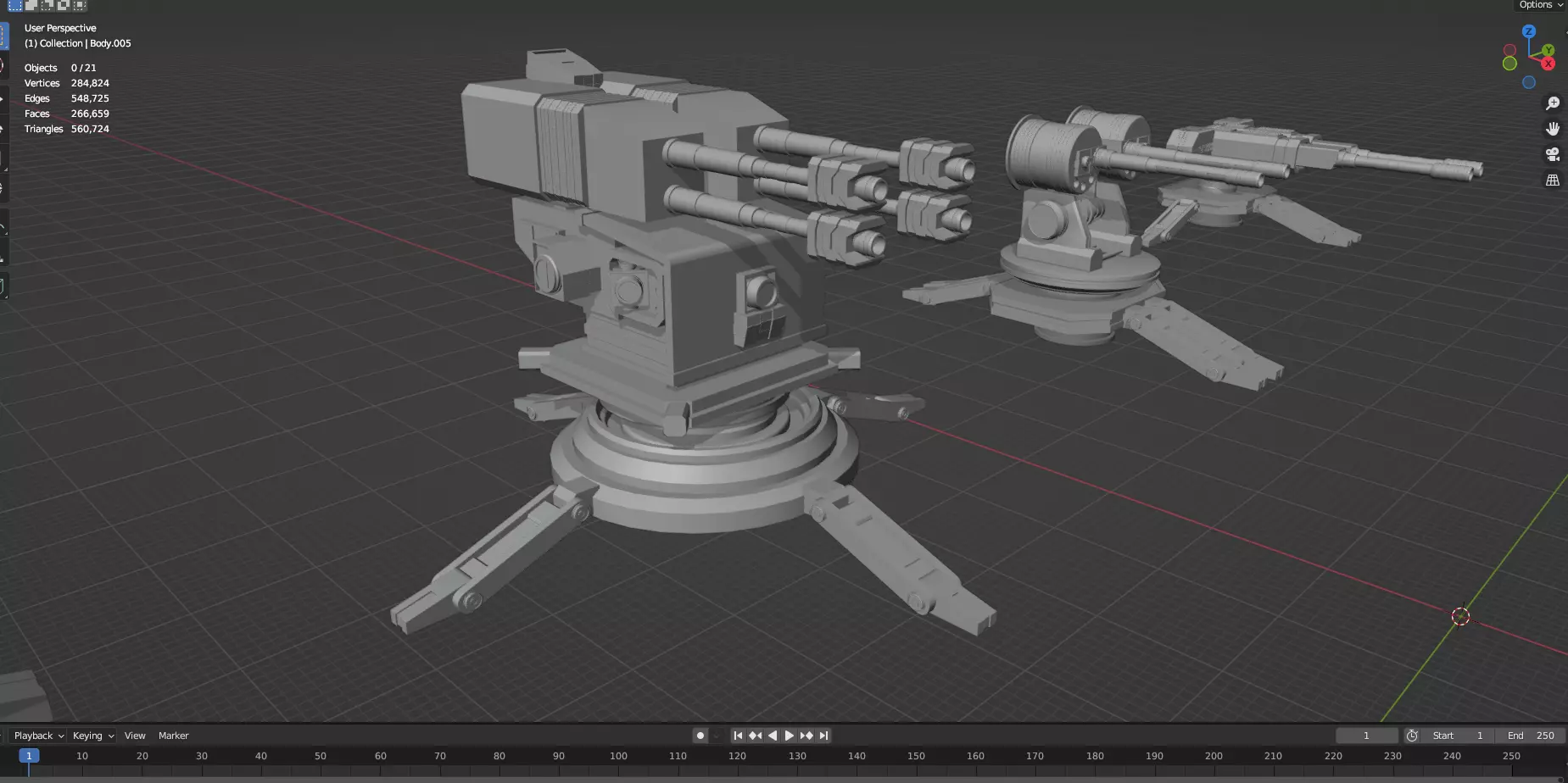 Turret and AA Gun Defense Pack - 3 - 20 Props - Untextured 3D model_59