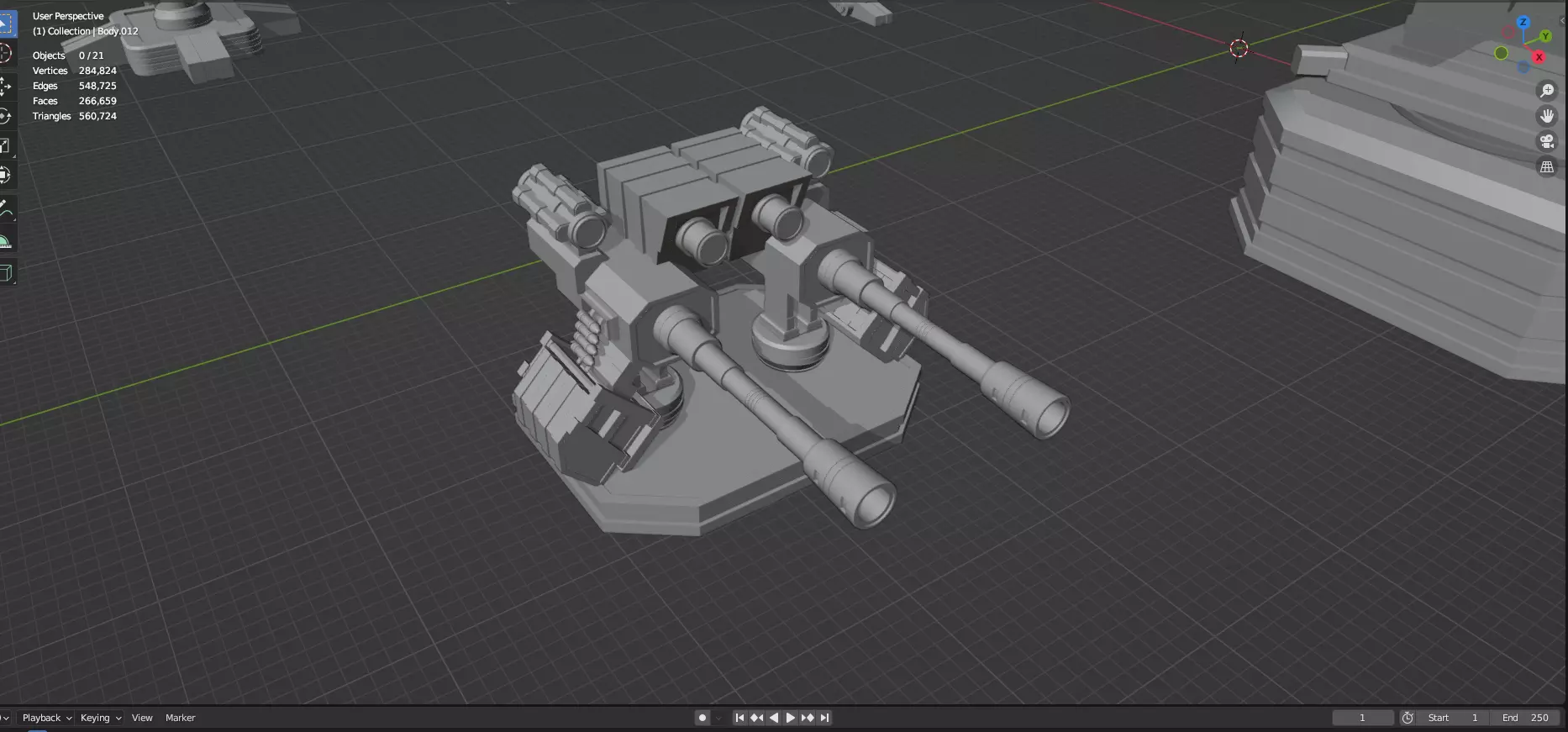 Turret and AA Gun Defense Pack - 3 - 20 Props - Untextured 3D model_45