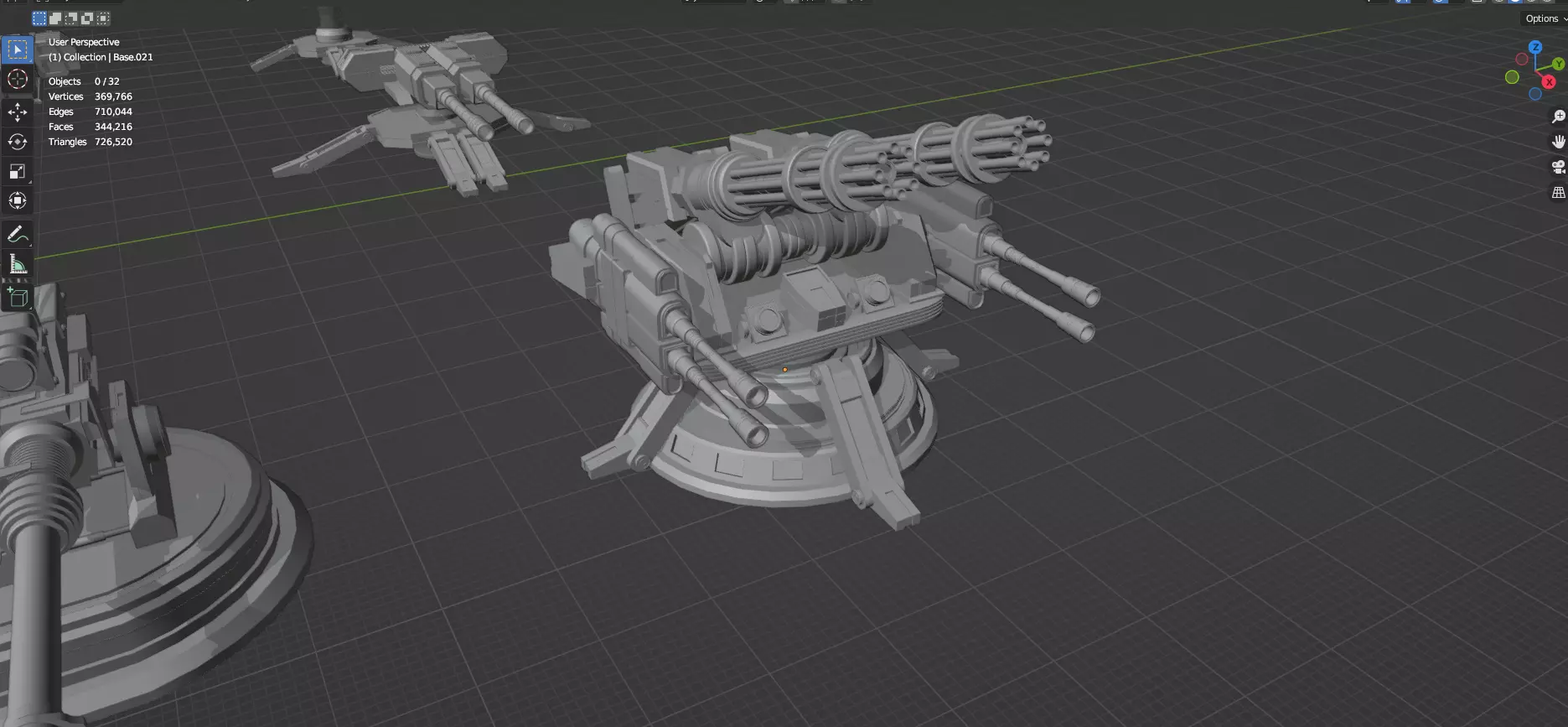 Turret and AA Gun Defense Pack - 3 - 20 Props - Untextured 3D model_77