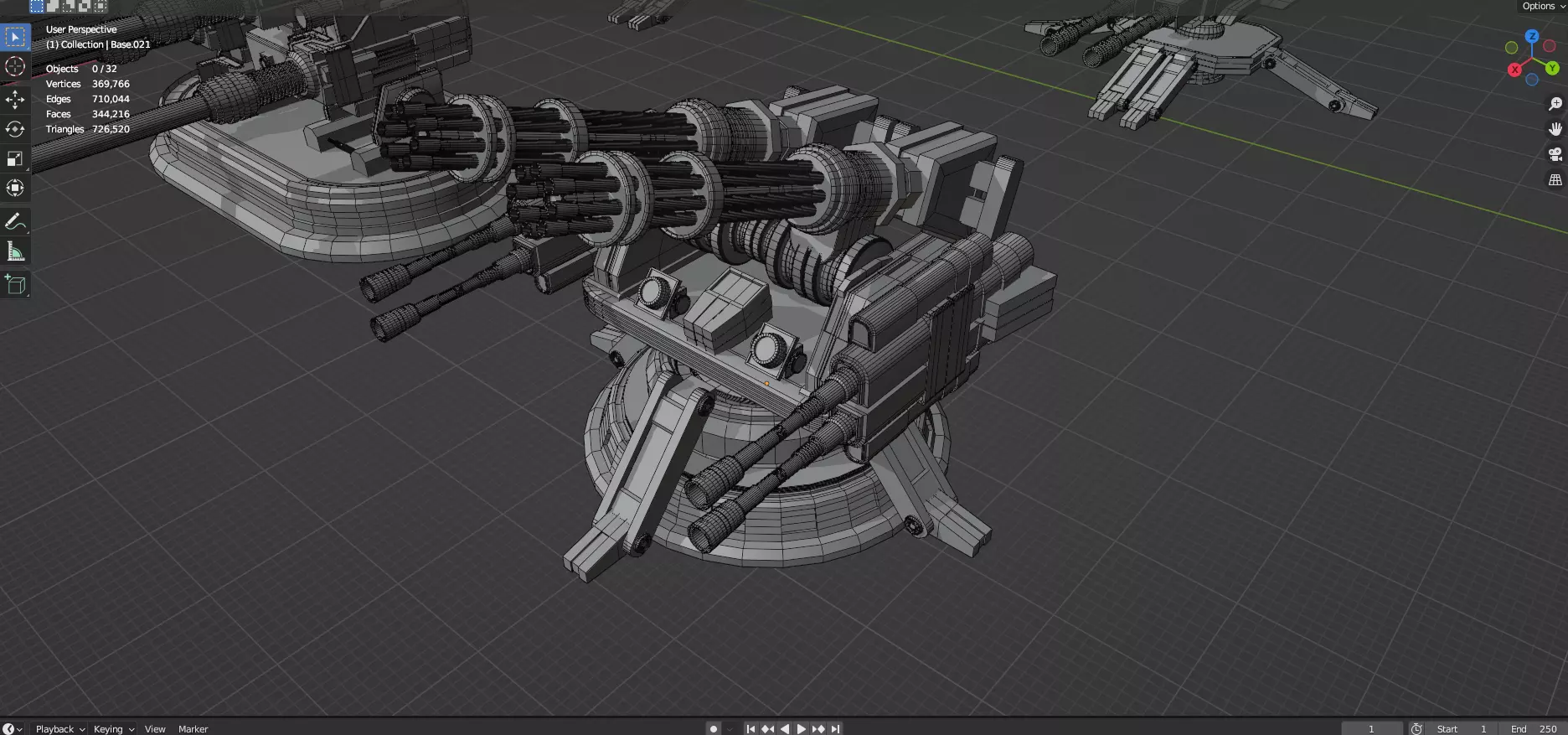 Turret and AA Gun Defense Pack - 3 - 20 Props - Untextured 3D model_42