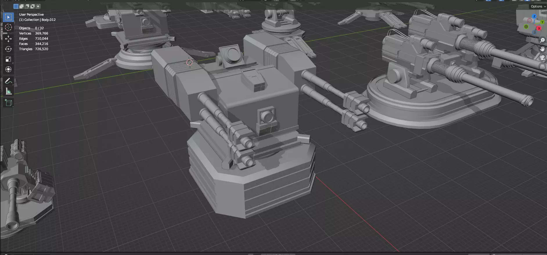 Turret and AA Gun Defense Pack - 3 - 20 Props - Untextured 3D model_76