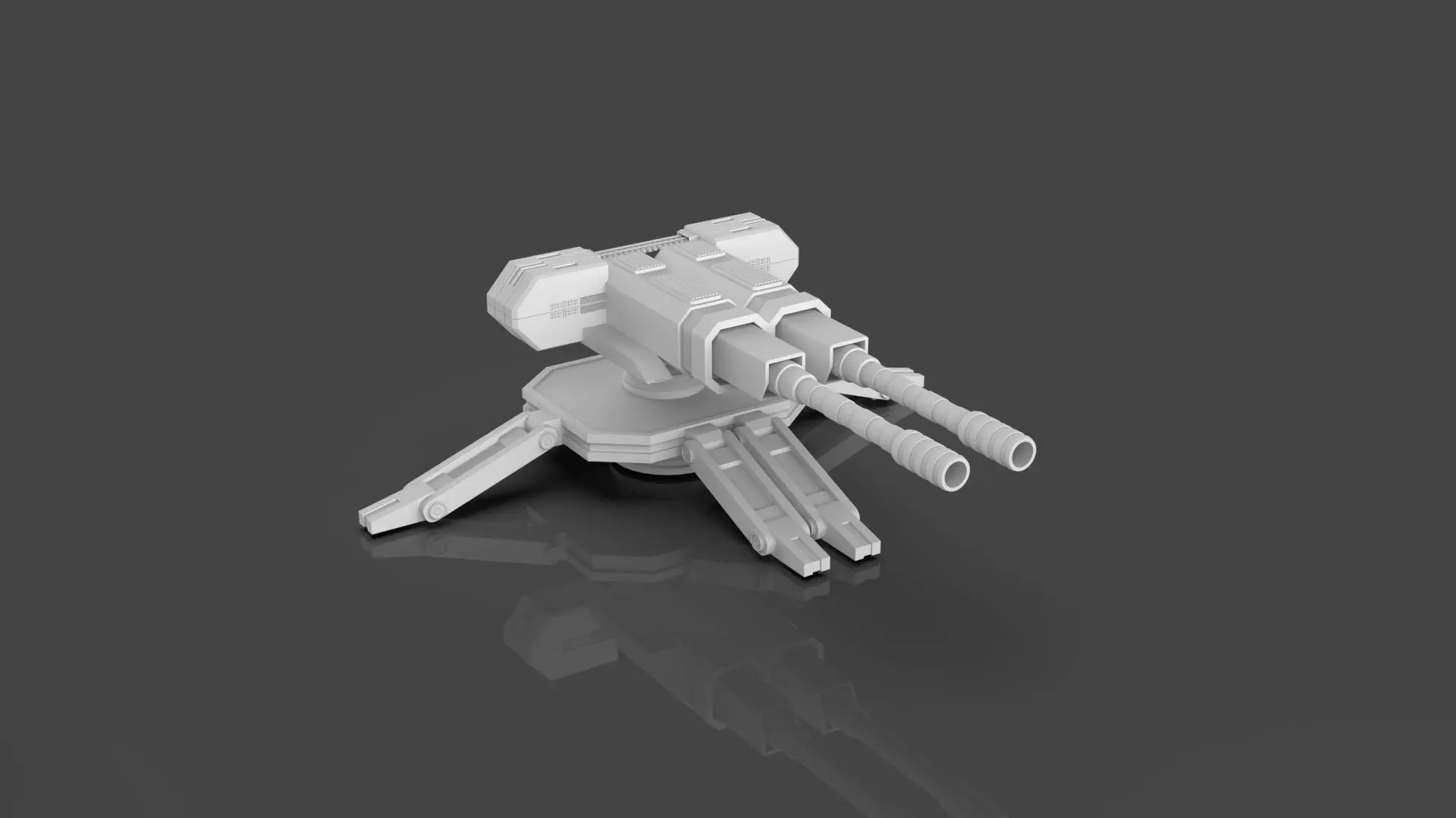 Turret and AA Gun Defense Pack - 3 - 20 Props - Untextured 3D model_19