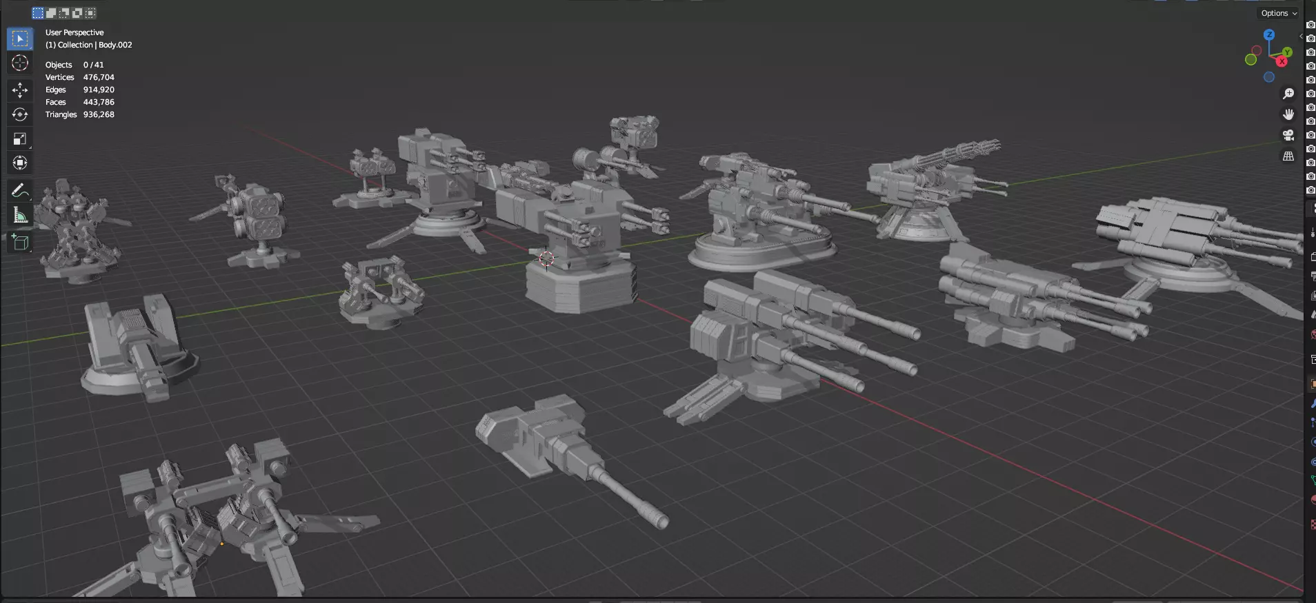 Turret and AA Gun Defense Pack - 3 - 20 Props - Untextured 3D model_66