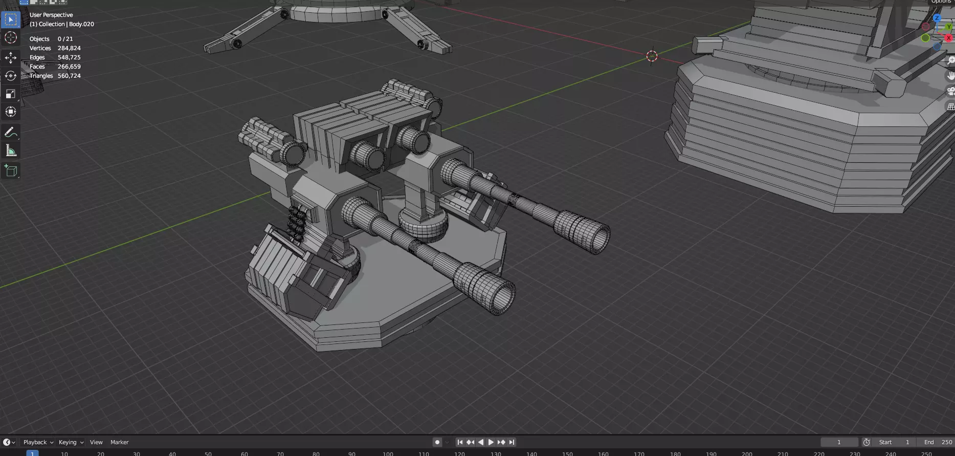 Turret and AA Gun Defense Pack - 3 - 20 Props - Untextured 3D model_32