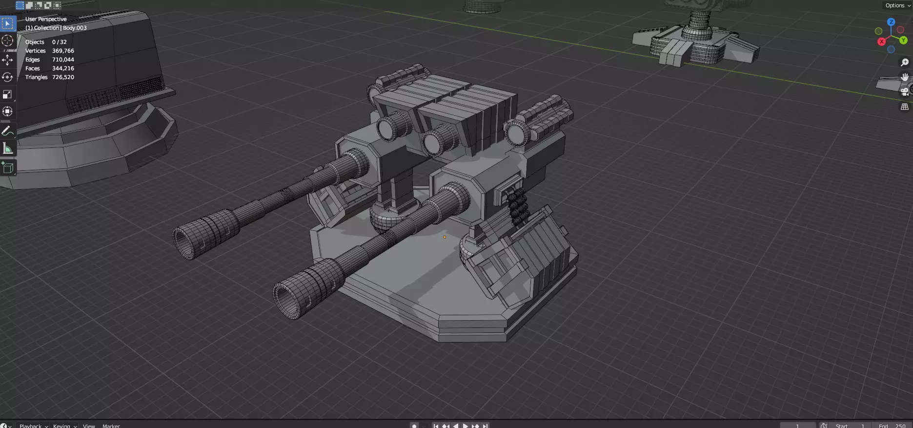 Turret and AA Gun Defense Pack - 3 - 20 Props - Untextured 3D model_25