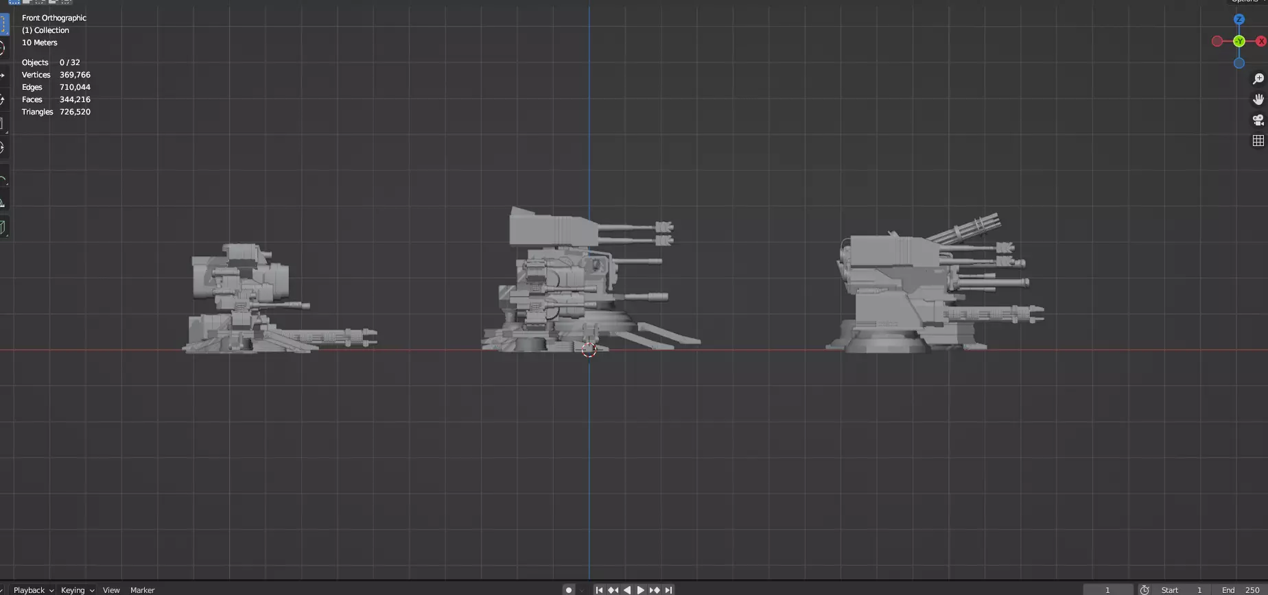 Turret and AA Gun Defense Pack - 4 - 25 Props - Untextured 3D model_74