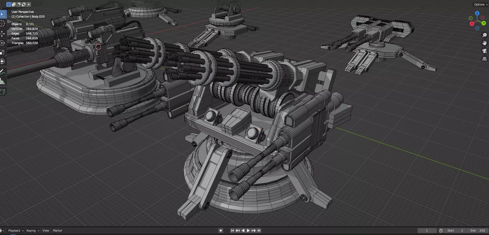 Turret and AA Gun Defense Pack - 4 - 25 Props - Untextured 3D model_44