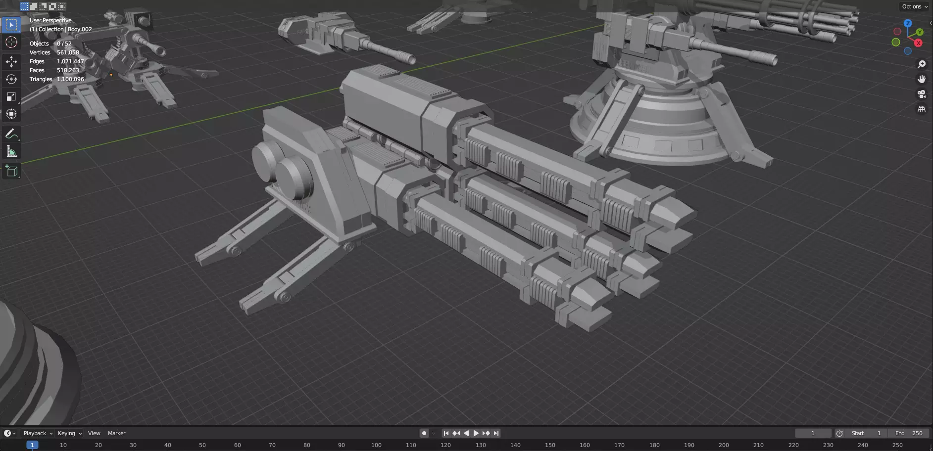 Turret and AA Gun Defense Pack - 4 - 25 Props - Untextured 3D model_91